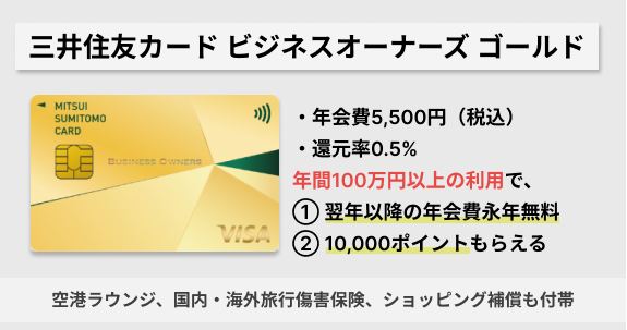 三井住友カード ビジネスオーナーズ ゴールドの詳細