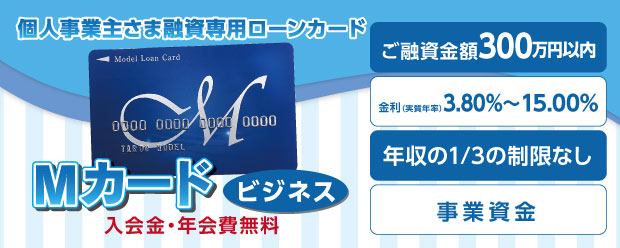 個人事業主さま融資専用ローンカード Mカードビジネス